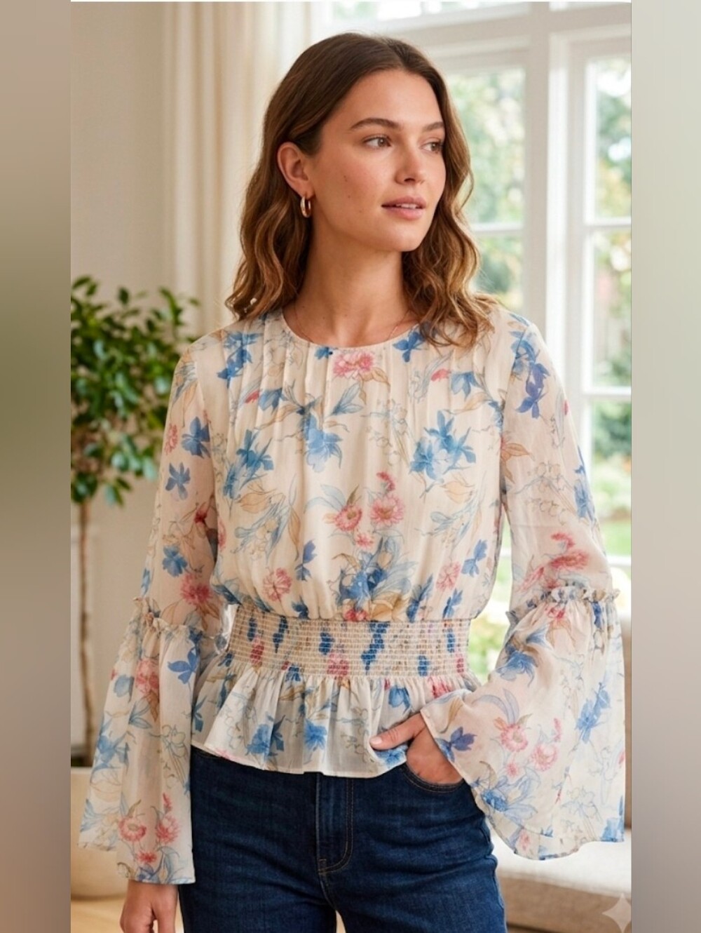 Nwt Tuckernuck  Lilly Of The Valley Jennie Blouse Size Large